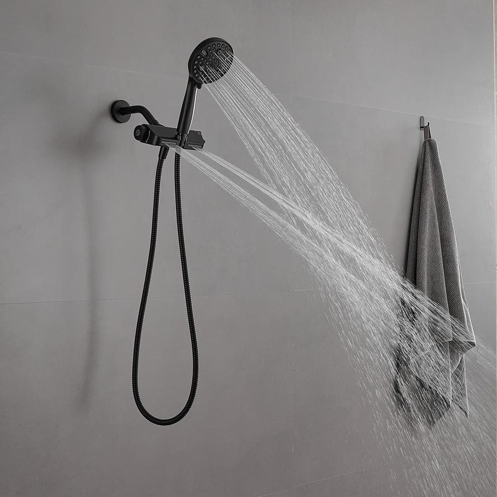 Matte Black Dual Shower Head with Handheld and Stainless Steel Hose