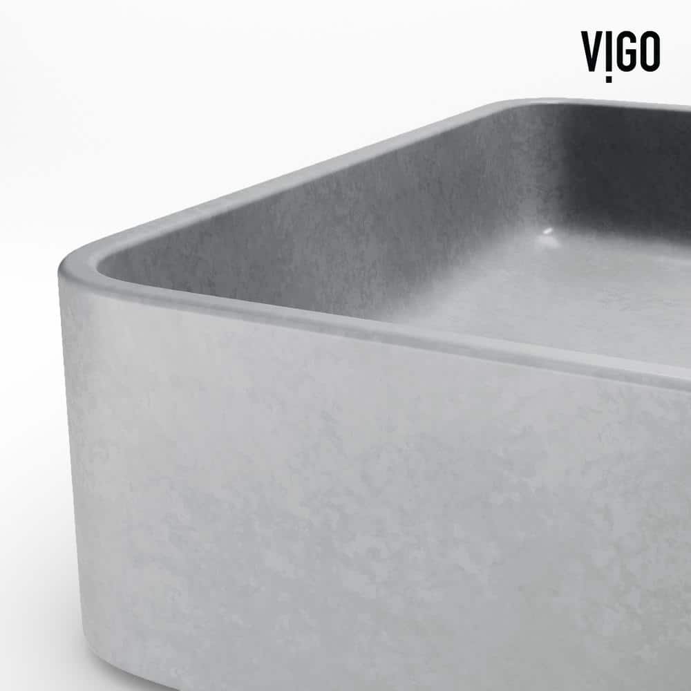 Gray Concrete 23" Rectangular Vessel Bathroom Sink