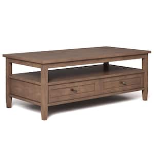 Warm Shaker 48 in. Rustic Natural Brown Rectangle Wood Top Coffee Table
