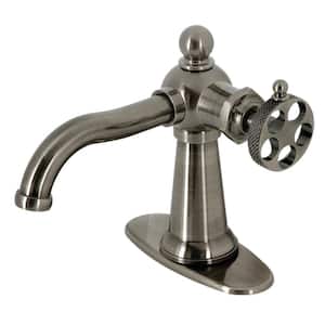 Webb Single-Handle Single Hole Bathroom Faucet with Push Pop-Up and Deck Plate in Black Stainless