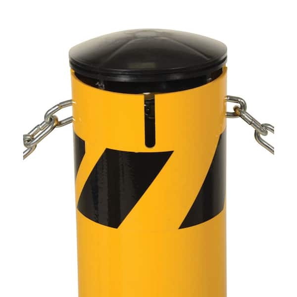 Vestil 36 in. X 5.5 in. Yellow Steel Pipe Safety Bollard with Chain Slots
