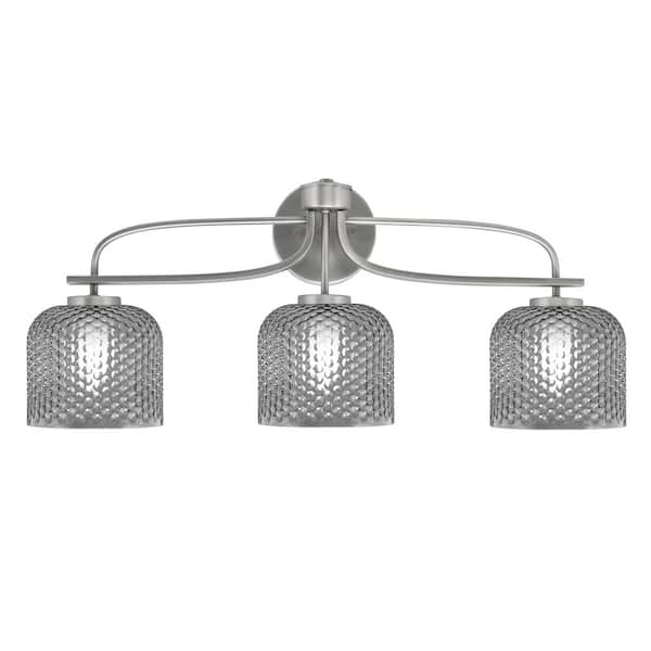 Unbranded Olympia 27.5 in. 3-Light Graphite Vanity Light Smoke Textured Glass Shade