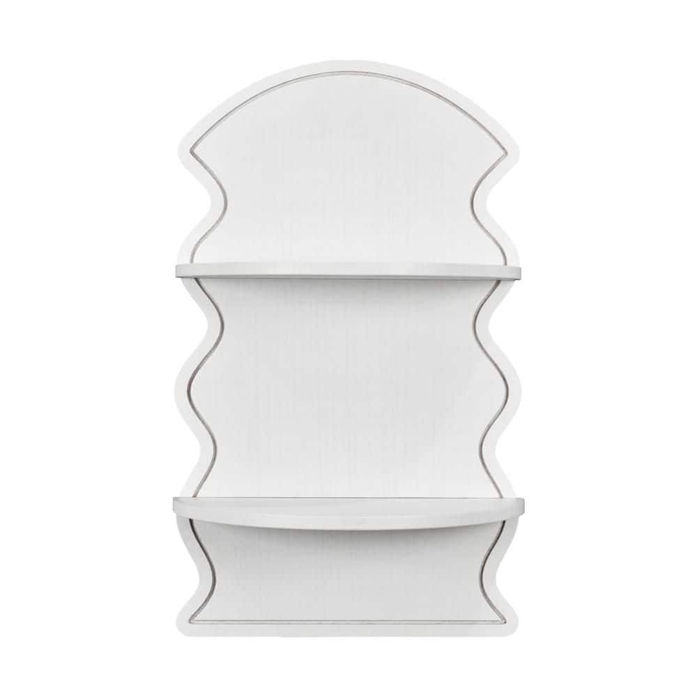 Lunar Modular Carved 14 in. W x 8.25 in. D White MDF Wall-Mounted, 2-Tier Wavy Arched Bookshelf Decorative Wall Shelf price history on PriceWatchPro