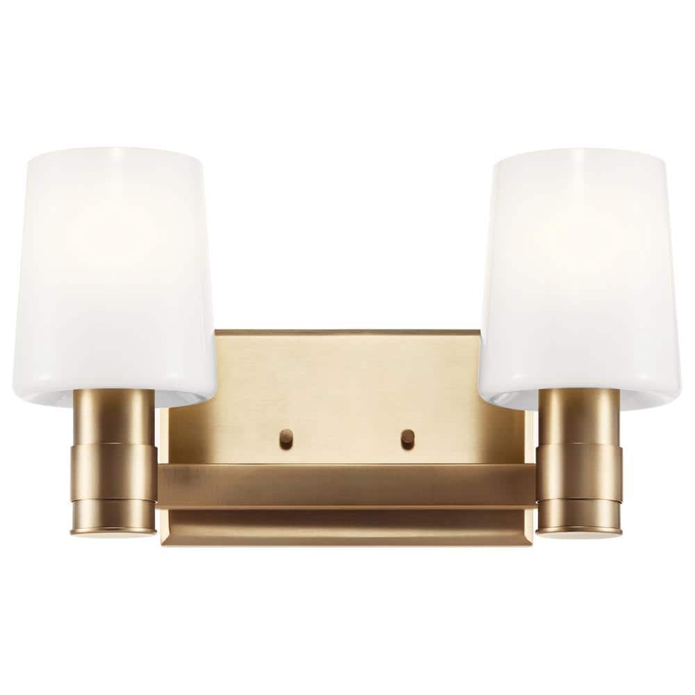 Champagne Bronze Modern 2-Light Vanity with Opal Glass