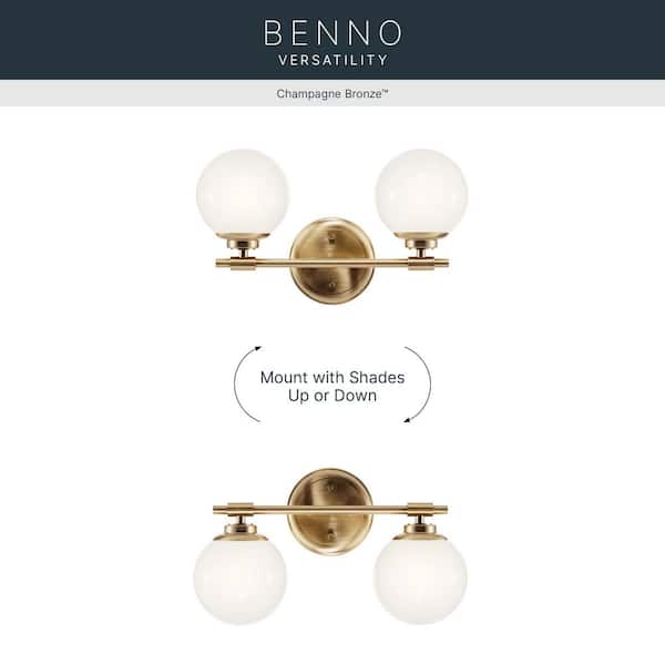 KICHLER Benno 14.75 in. 2-Light Champagne Bronze Industrial