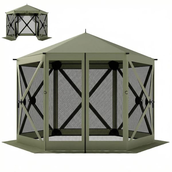 10 ft. x 11 ft. Outdoor Pop Up Gazebo Screen Tent with Mesh Sidewalls and 210D Oxford Roof
