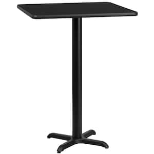 30 in. Square Black Laminate Table Top with 22 in. x 22 in. Bar Height Table Base
