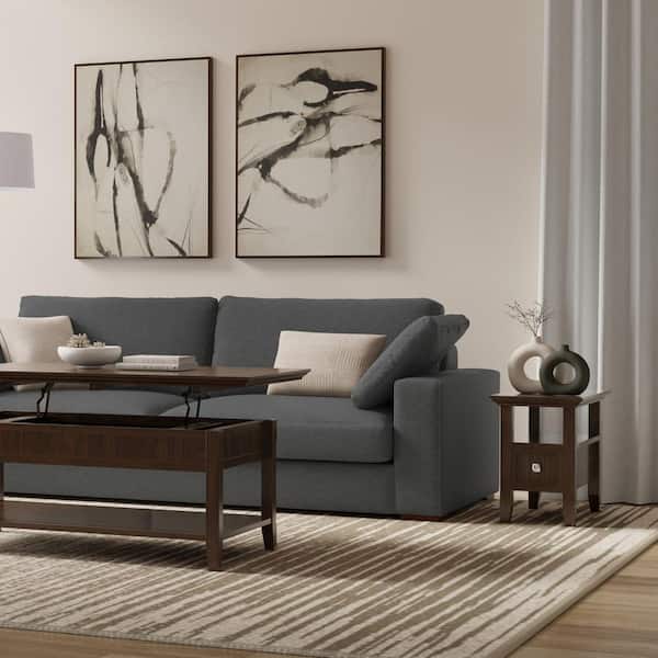 Simpli Home Acadian 14 in. W Brunette Brown Narrow Side Table with Drawer