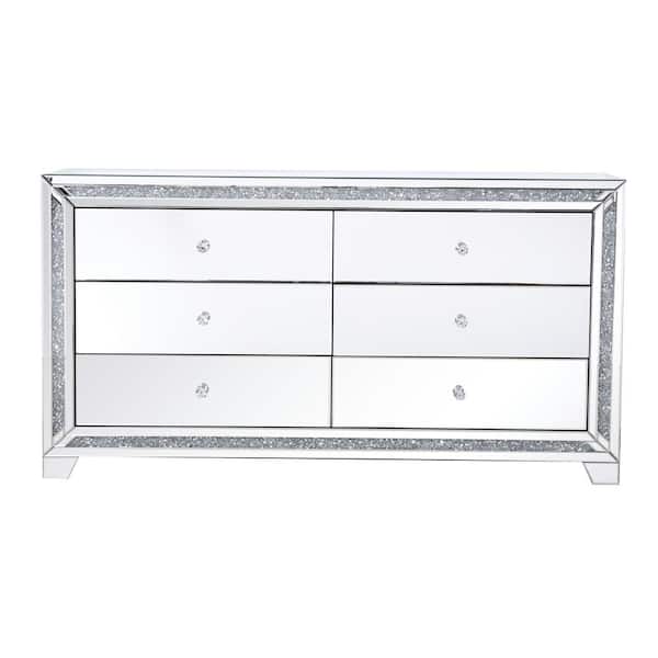 Unbranded Timeless Home 6-Drawer Clear Mirror Storage Cabinet 31.5 in. H x 60 in. W x 18 in. D