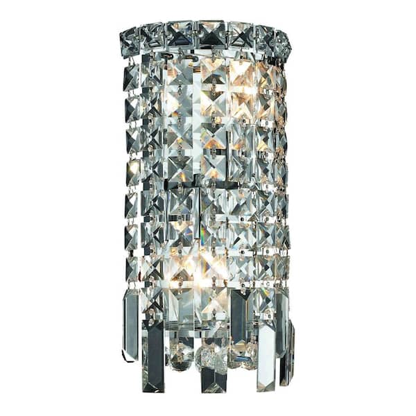 Elegant Lighting 2-Light Chrome Wall Sconce with Clear Crystal
