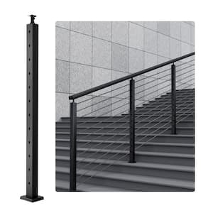 Cable Railing Post 42 in. L x 2 in. W x 2 in. H 30° Angled Hole Stair Railing Post Black Cable Rail Post (1-Pack )