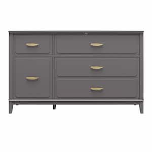 Stella 4-Drawer 1-Door Graphite Gray Dresser 32.87 in. H x 53.54 in. W x 16.34 in. D