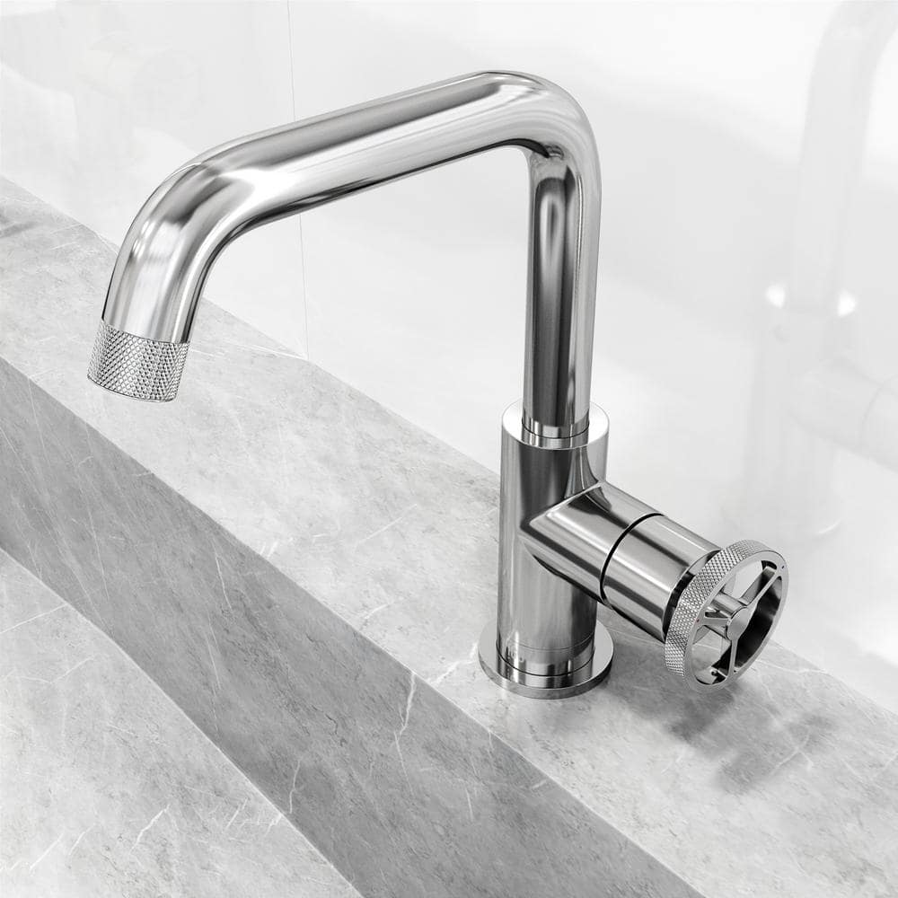 Cass Aerodynamic Wheel Handle Chrome Bathroom Faucet