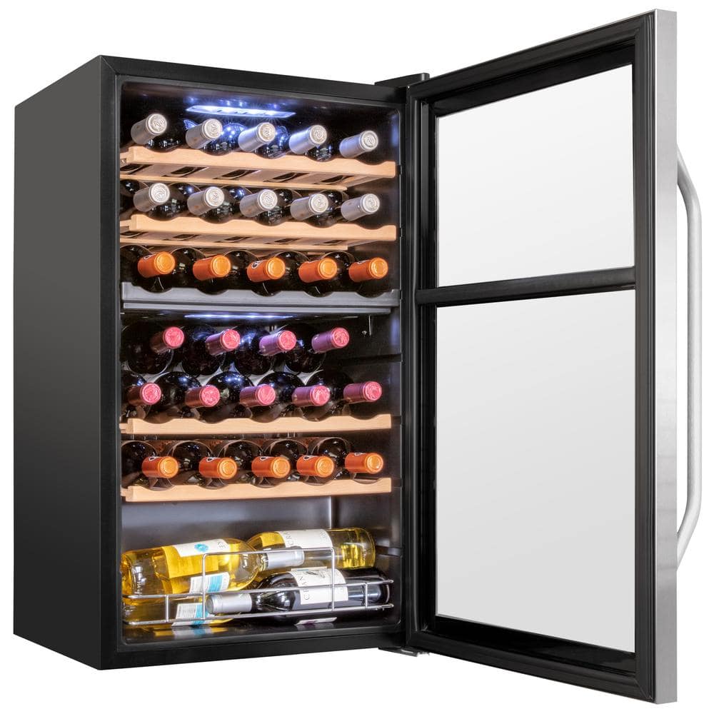 Ivation 33-Bottle Stainless Steel Dual Zone Wine Cooler with LED Lighting