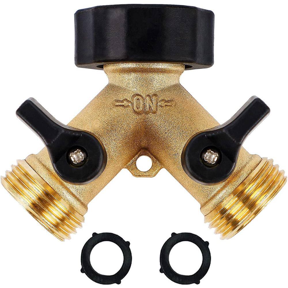 Yosoo Health Gear Brass Garden Hose Diverter Heavy Duty 2 Way Hose Splitter With Large Ergonomic Handle, Dual Valve System For Easy Water Control, Fits Standard Faucets And Hoses 3/4 Inch, Bathtub