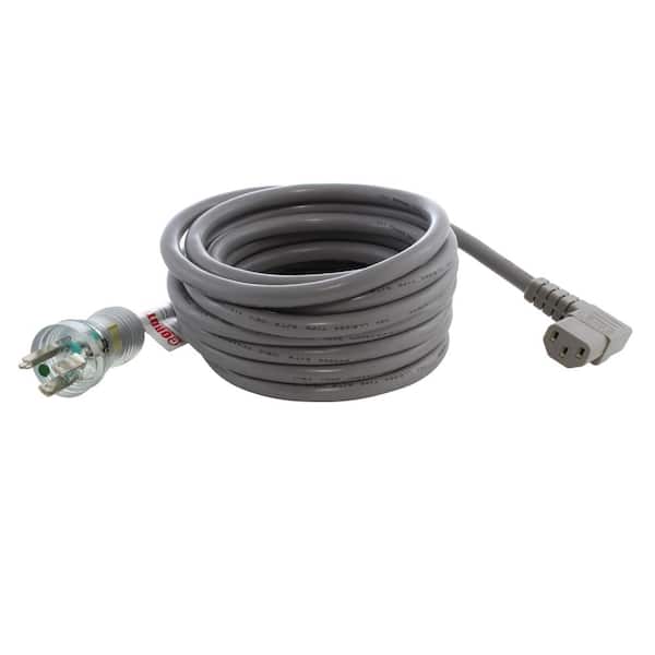 AC WORKS 15 ft. 16/3 13 Amp Medical Grade Power Cord with Left Angle IEC C13 Connector