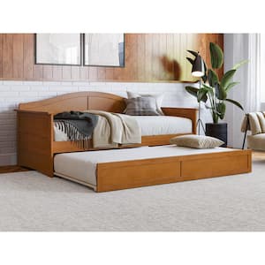 Acadia Light Toffee Natural Bronze Twin Solid Wood Daybed with Twin Trundle