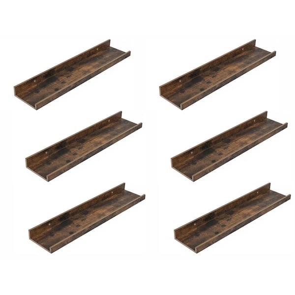 Unbranded 23.6 in. W x 5.1 in. D Brown Floating Shelves (Set of 6) Decorative Wall Shelf