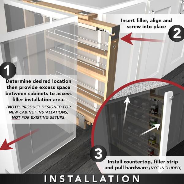 Rev-A-Shelf Maple Cabinet Base Filler Pullout Organizer Rack 432-BF-3C - The  Home Depot