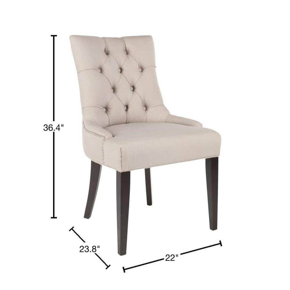 Elegant Taupe Linen and Birch Wood Parsons Side Chair Set
