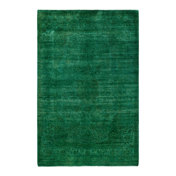 Solo Rugs Fine Vibrance Green 5 ft. x 8 ft. Solid Wool Indoor Area Rug