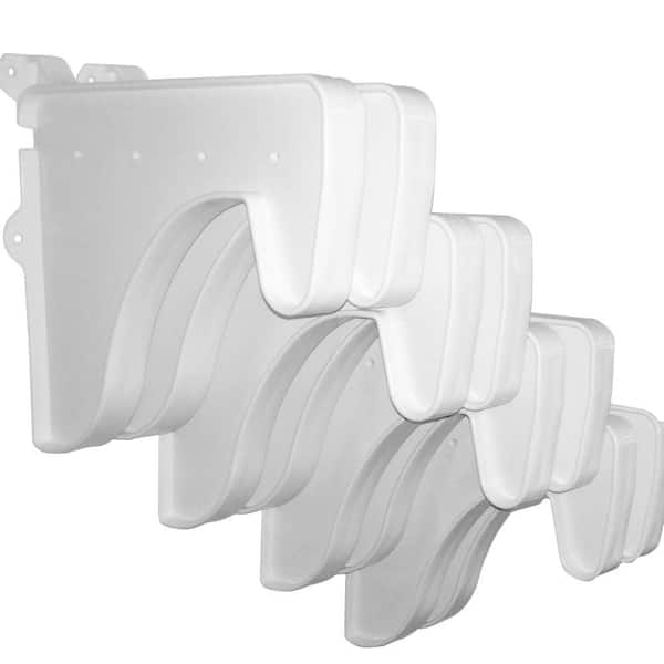 12 in. x 10 in. White End Brackets (Set of 8) for Rod & Shelf (for mounting to back wall/connecting)