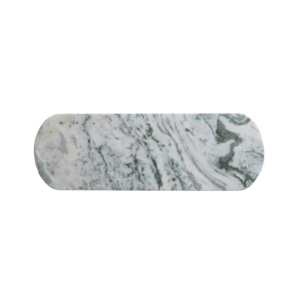 Storied Home 18 in. Green Melange Marble Oval Cheese and Cutting Board