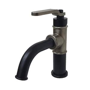 Whitaker Single-Handle Single Hole Bathroom Faucet with Push Pop-Up in Matte Black/Black Stainless