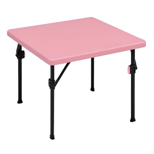 2 ft. Pink & Black Indoor/Outdoor Small Square Folding Kids Table, Seats 4
