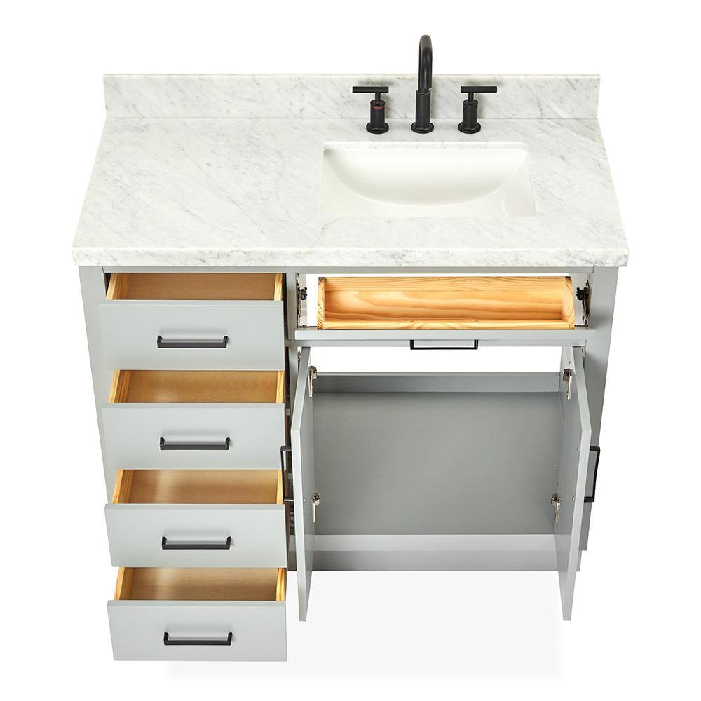 Hepburn 43" Gray Single Basin Vanity with Marble Top