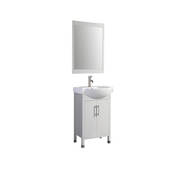 MTD Vanities Peru 20 in. W x 16 in. D x 36 in. H Vanity in White with Porcelain Vanity Top in White with White Basin and Mirror