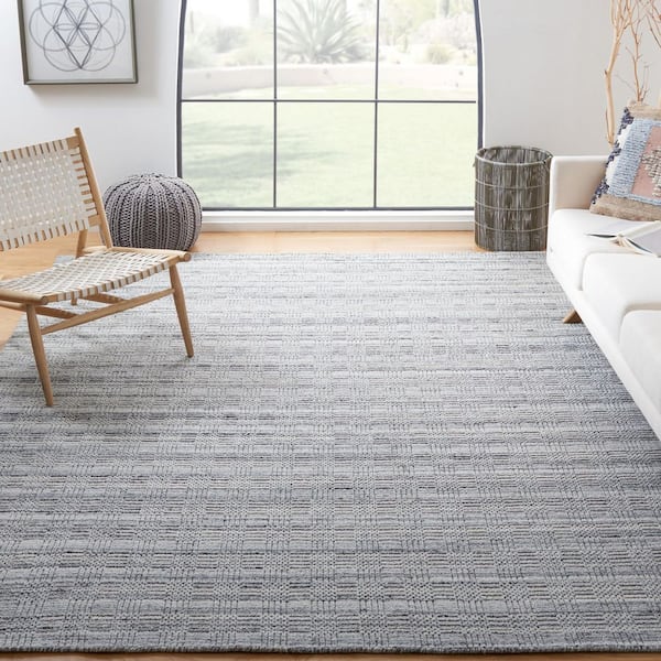 Elements 8 ft. x 10 ft. Black/Light Gray Striped Marle Area Rug