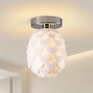 7.75 in. 1 Light Metal Semi-Flush Mount Ceiling Light with White Polycarbonate Plastic Shade