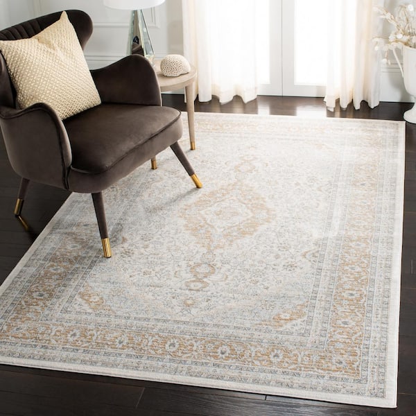 Isabella 4 ft. x 4 ft. Square Cream/Beige Antique Floral Area Rug