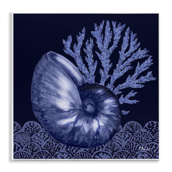 Stupell Industries Shadow Nautilus Shell by Paul Brent Unframed Coastal Graphic Art Print 12 in. x 12 in.