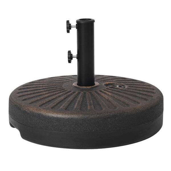 20 in. Round Hard Plastic Free-Standing Patio Umbrella Base in Bronze