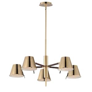Carlo 5-Light Integrated LED Gold Chandelier