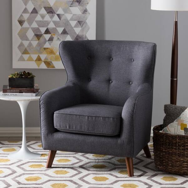 Baxton Studio Ludwig Dark Gray Fabric Upholstered Accent Chair