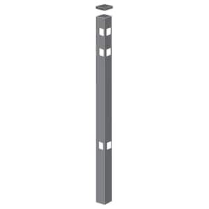 Natural Reflections Standard-Duty 2 in. x 2 in. x 6-7/8 ft. Pewter Aluminum Fence Corner Post