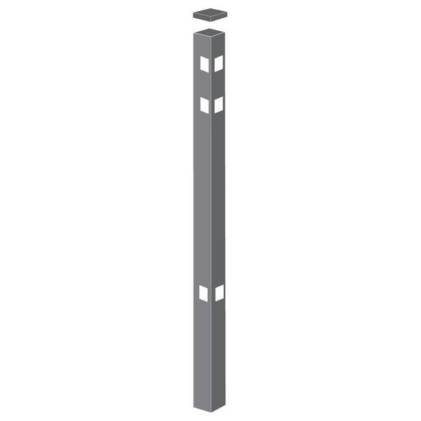 Barrette Outdoor Living Natural Reflections Standard-Duty 2 in. x 2 in. x 6-7/8 ft. Pewter Aluminum Fence Corner Post