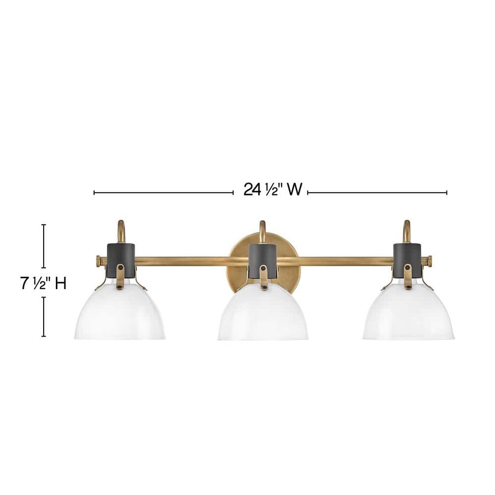 Heritage Brass and Black 3-Light Dimmable Outdoor Vanity Light