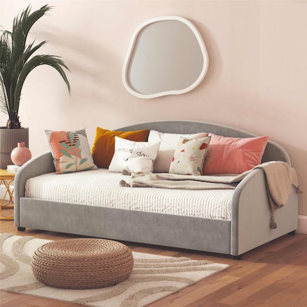 Moon, Light Gray Velvet, Twin Upholstered Daybed