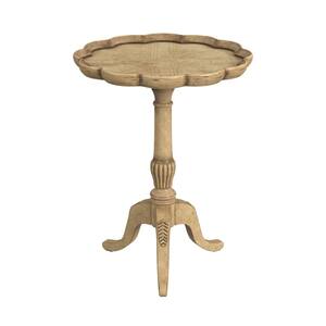 Dansby 20 in. Beige Round Wood Pedestal Accent Table