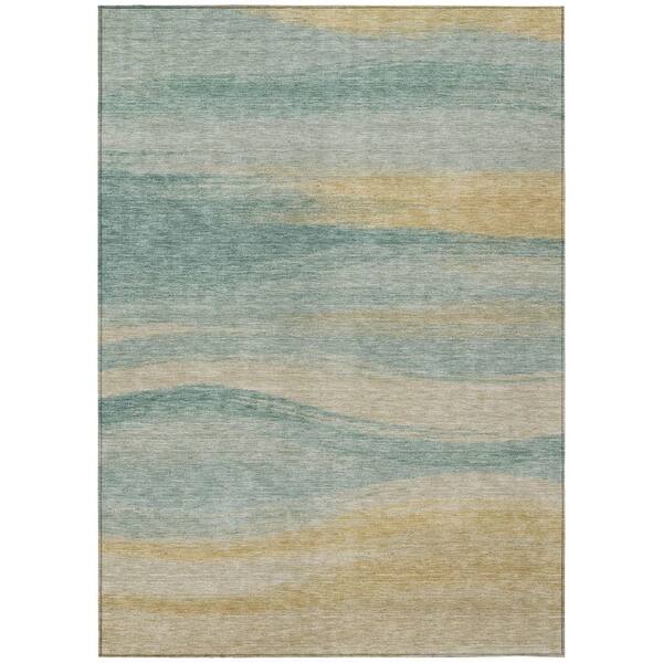 Chantille Machine Washable Indoor/Outdoor Abstract ACN2961 Teal 8 ft. x 10 ft. Area Rug