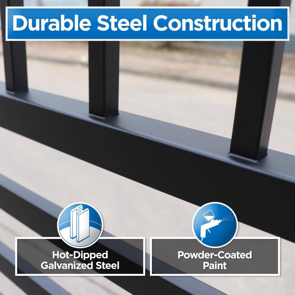Black Steel 8-Panel French Gothic Ornamental Fence Kit
