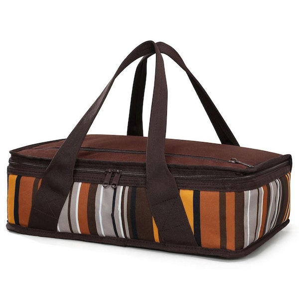 1-Piece Brown Insulated Food Carrier Set Thermal Casserole Tote for Hot or Cold Food Lasagna Potluck Picnic