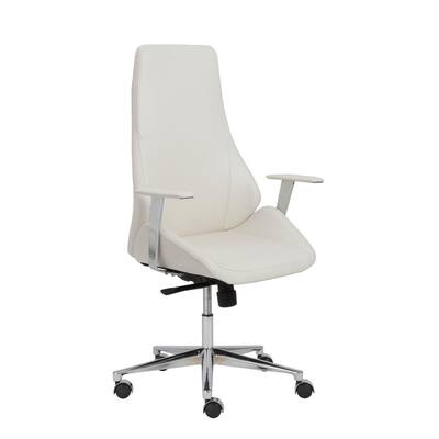 Bergen White High Back Office Chair with Chromed Steel Base