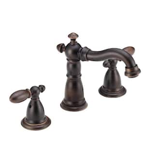 Victorian 8 in. Widespread 2-Handle Bathroom Faucet with Metal Drain Assembly in Venetian Bronze