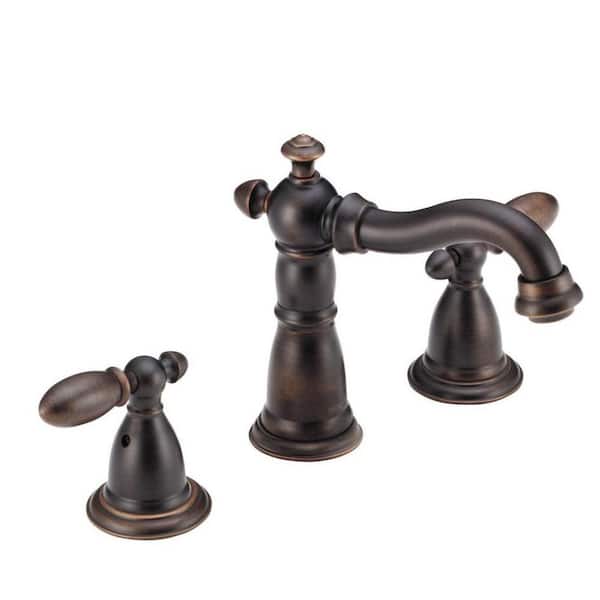 Delta Victorian 8 in. Widespread 2-Handle Bathroom Faucet with Metal Drain Assembly in Venetian Bronze