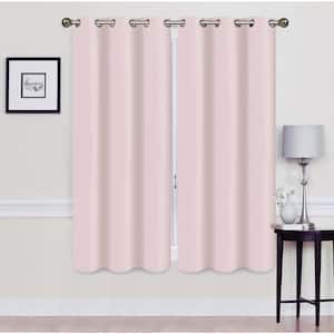 Madonna Blush Solid Polyester Thermal 76 in. W x 63 in. L Grommet Blackout Curtain Panel (Set of 2)